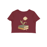 Petal Pages — Women's Crop Top - Maroon