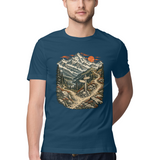 Himalayan Fork — Regular Unisex T-shirt in Navy — model