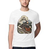 Mountain Express — Regular Unisex T-shirt in White — model