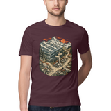 Himalayan Fork — Regular Unisex T-shirt in Burgundy — model