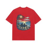 Evening Company — Premium Oversized T-shirt in Red — model