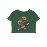 Vinyl Garden — Women's Crop Top - Olive Green