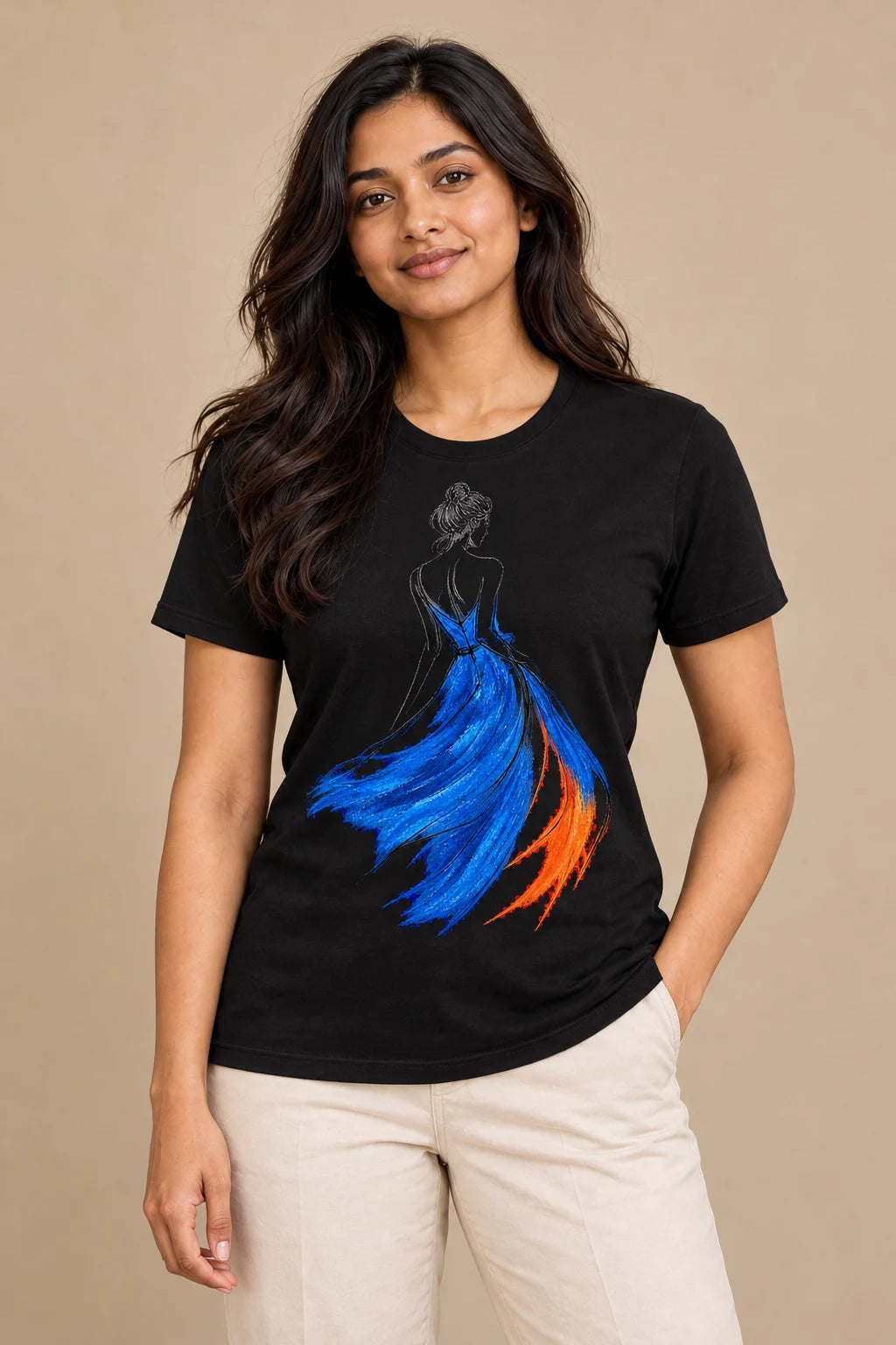 Silhouette in Motion artwork on a women's Regular Tee