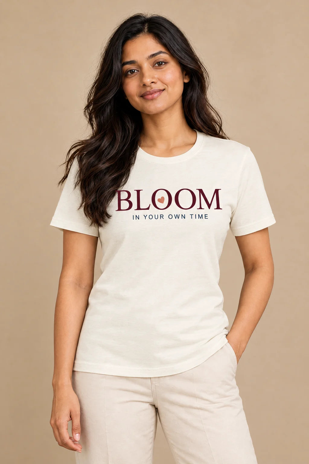 Bloom — In Your Own Time artwork on a women's Regular Tee