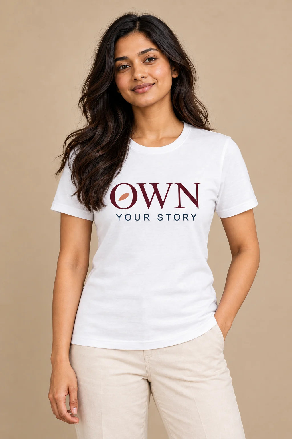Own — Your Story artwork on a women's Regular Tee