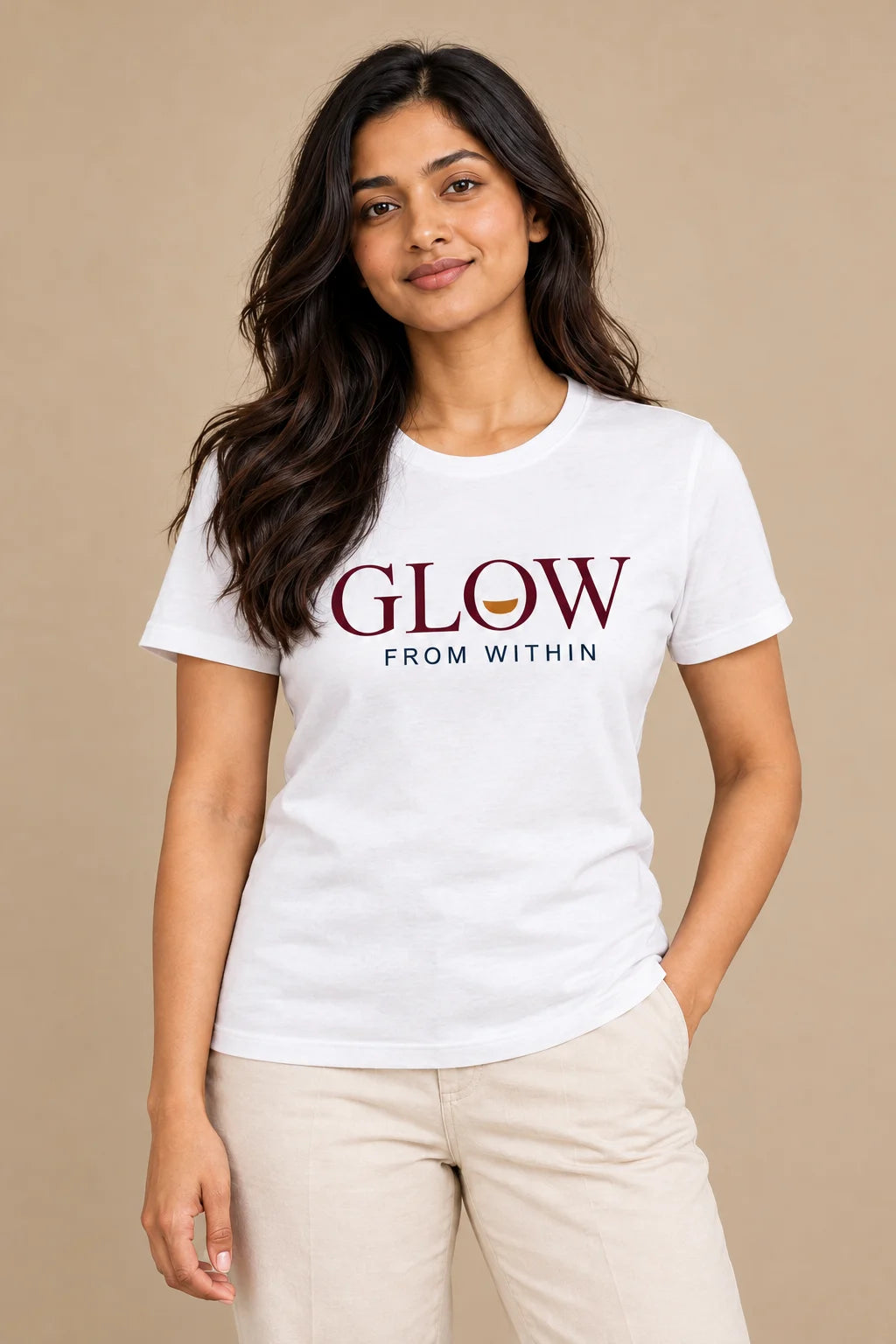 Glow — From Within artwork on a women's Regular Tee