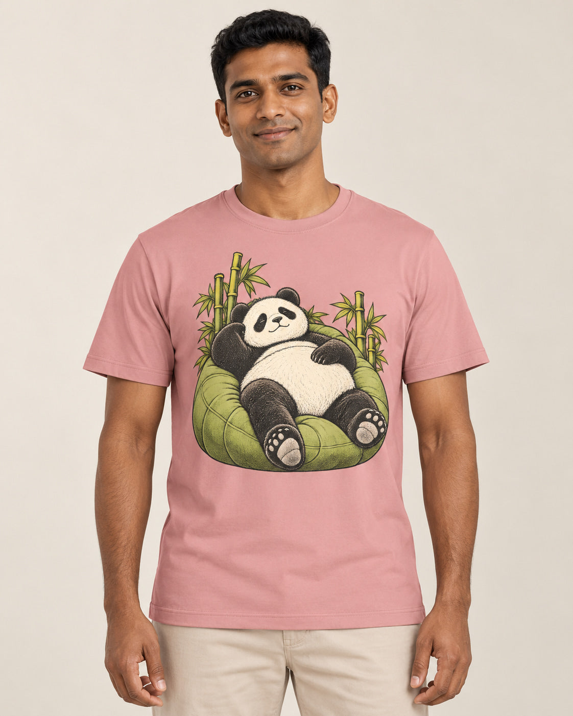 Model wearing Lounge Panda — Regular Unisex T-shirt