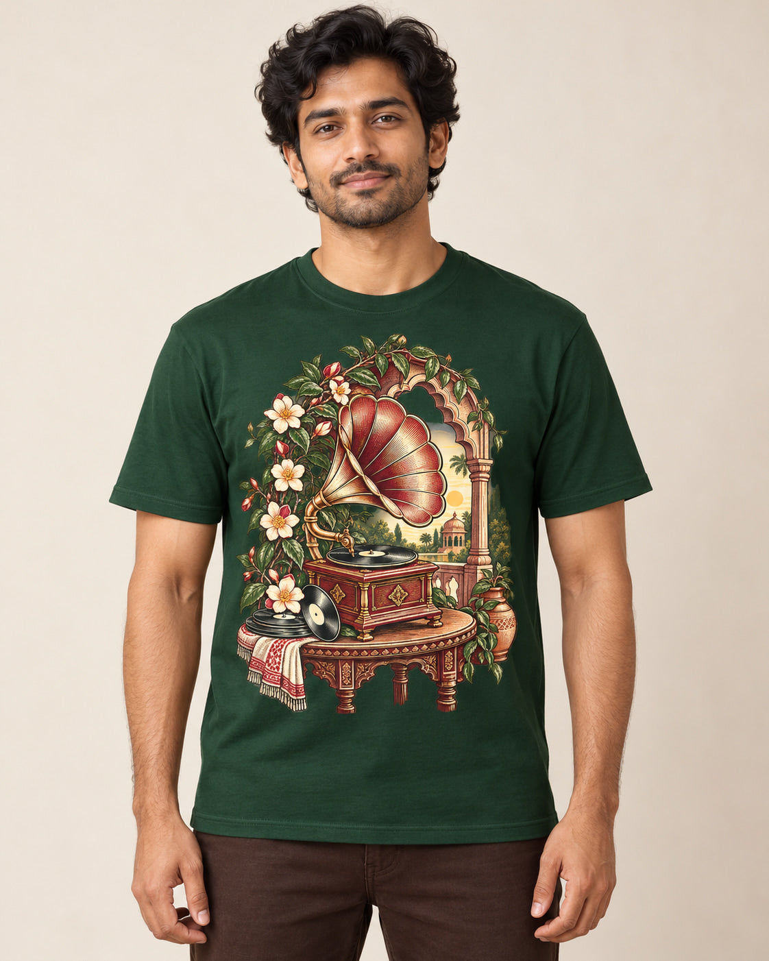 Model wearing Veranda Melody — Regular Unisex T-shirt