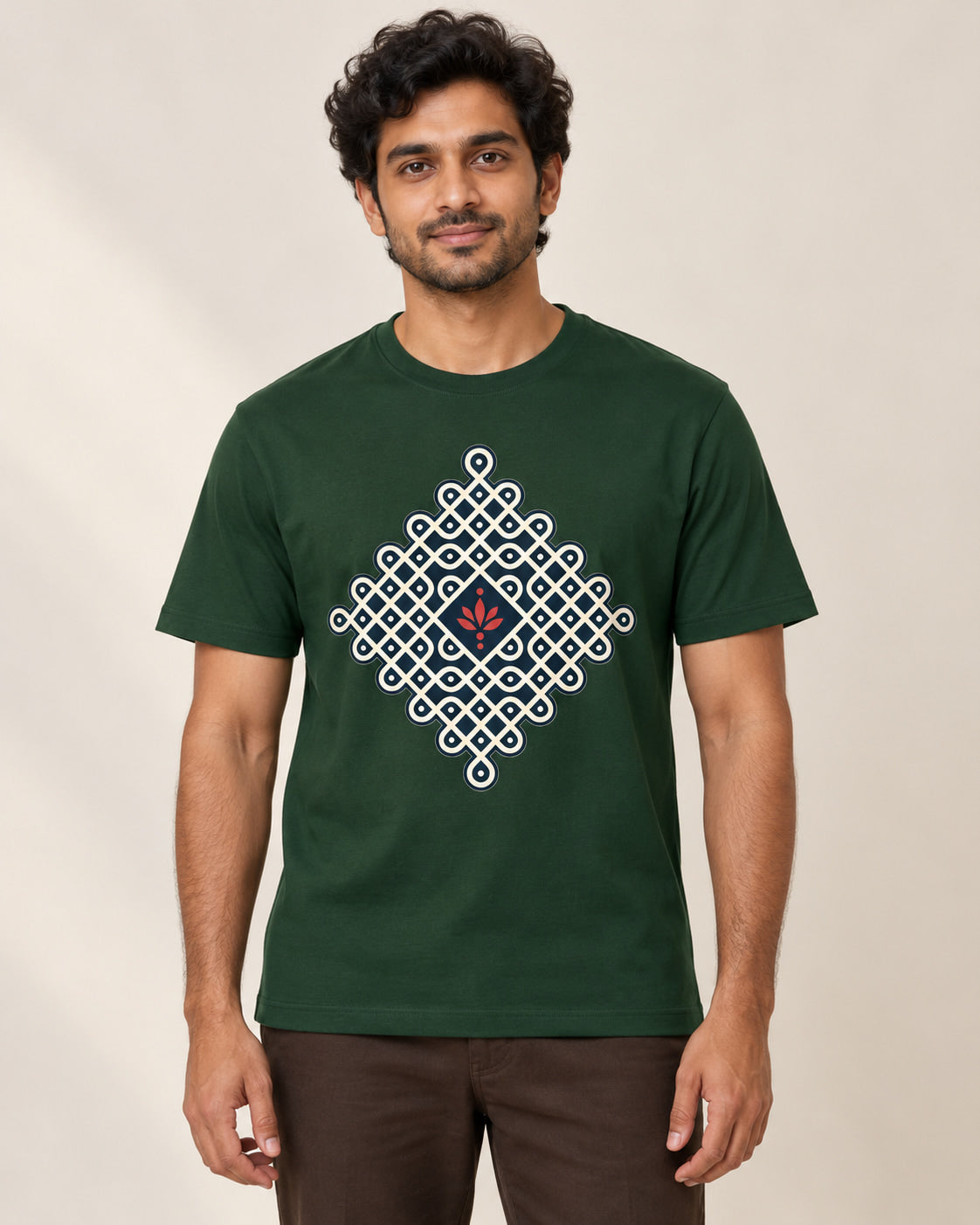 Model wearing Kolam — Regular Unisex T-shirt