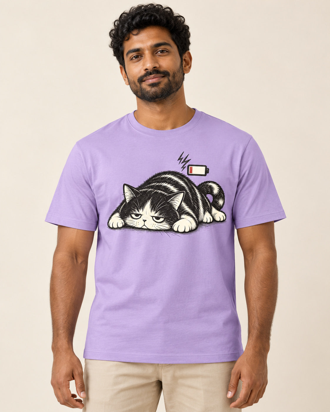 Model wearing Sleepy Cat — Regular Unisex T-shirt