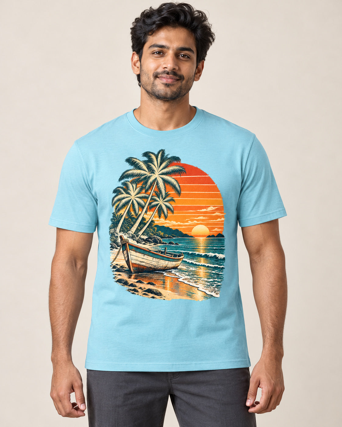 Model wearing Coastal Drift — Regular Unisex T-shirt