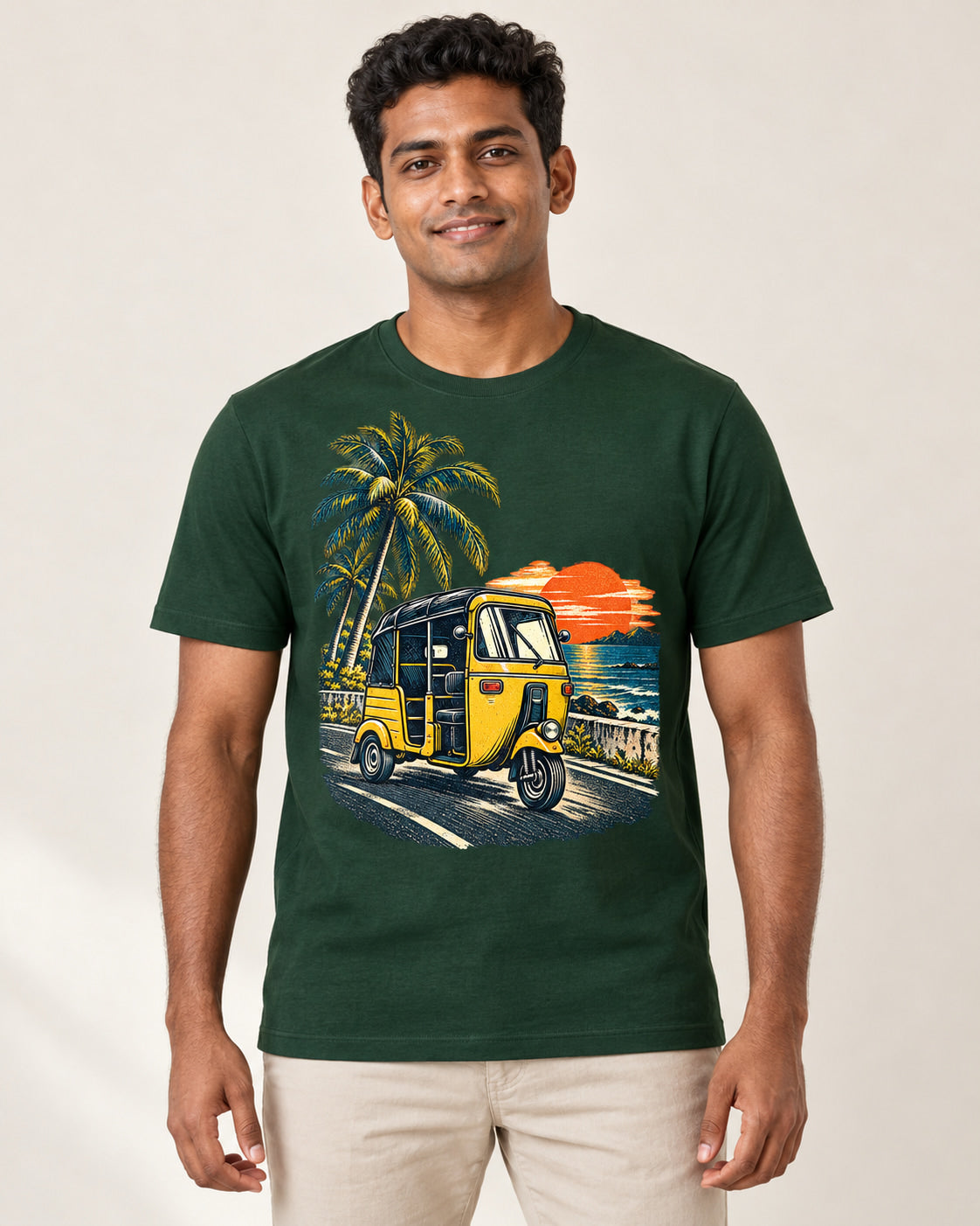 Model wearing Coastal Auto — Regular Unisex T-shirt