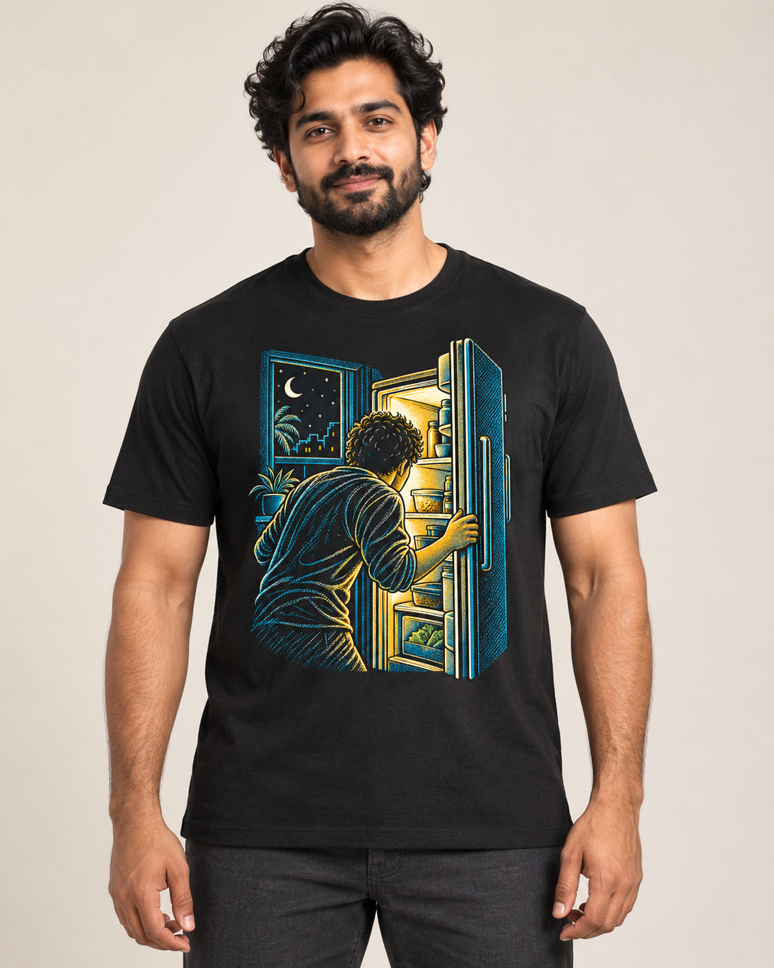 Model wearing Fridge Glow — Regular Unisex T-shirt